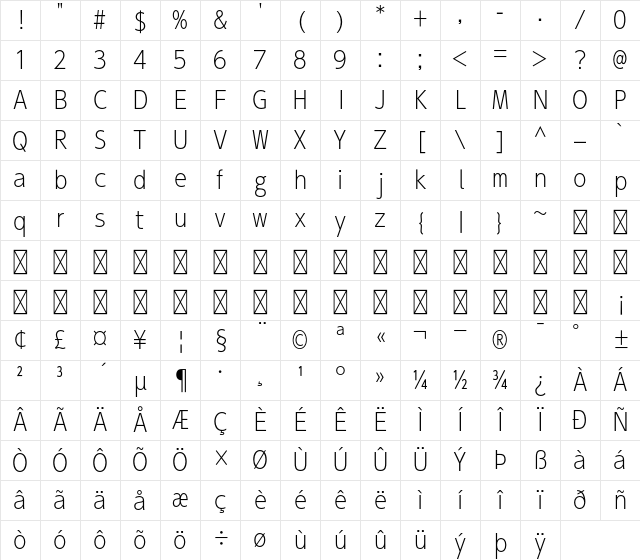 A-OTF UD Shin Go Con70 Pr6N EL Character Map