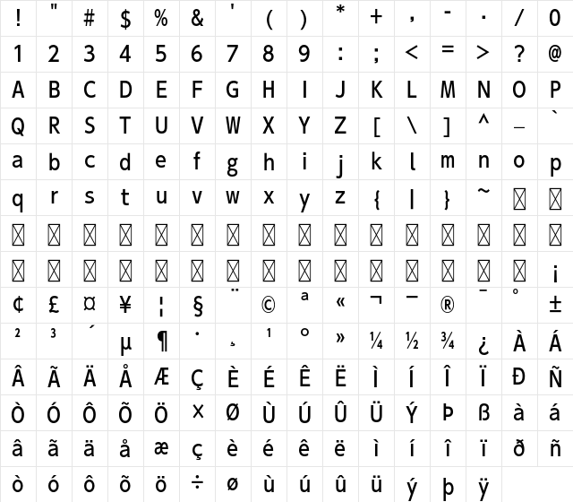A-OTF UD Shin Go Con70 Pr6N M Character Map