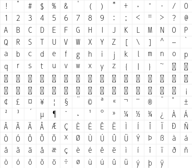 A-OTF UD Shin Go Con60 Pr6 EL Character Map