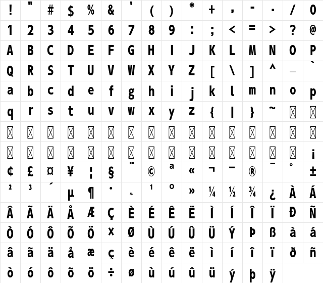 A-OTF UD Shin Go Con60 Pr6 H Character Map