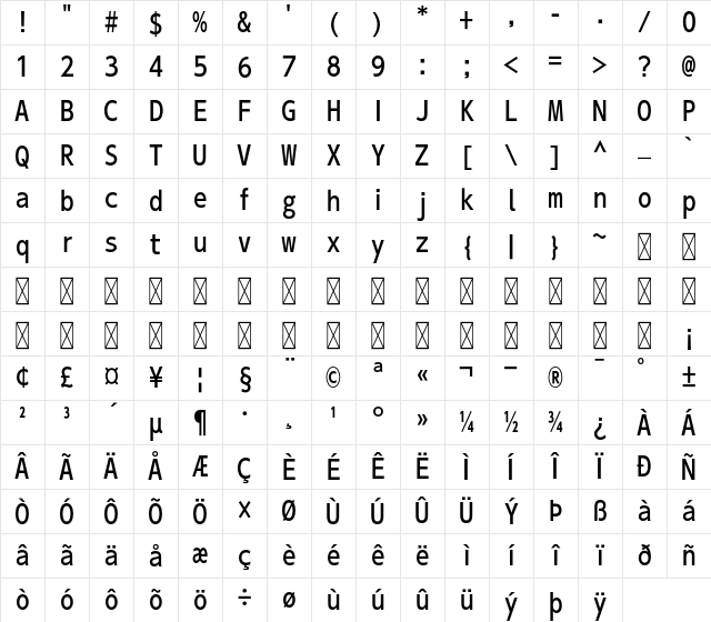 A-OTF UD Shin Go Con60 Pr6 M Character Map