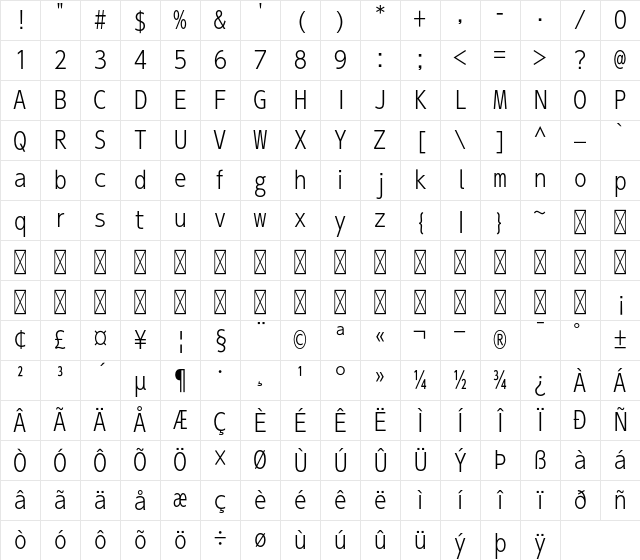 A-OTF UD Shin Go Con60 Pr6N L Character Map