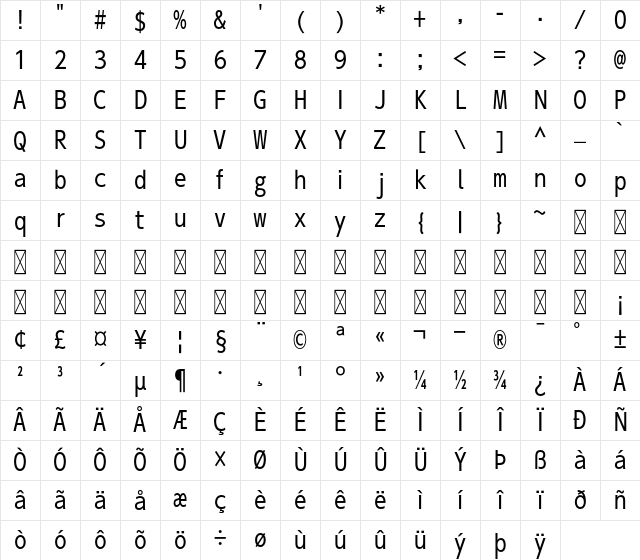 A-OTF UD Shin Go Con60 Pr6N R Character Map