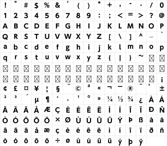 A-OTF UD Shin Go Pr6N B Character Map