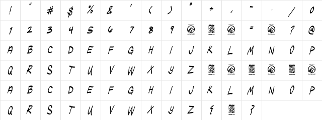 Ugly Kids Italic Character Map