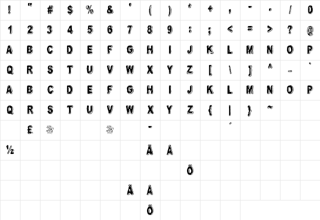 Uglygoodbaddark Regular Character Map
