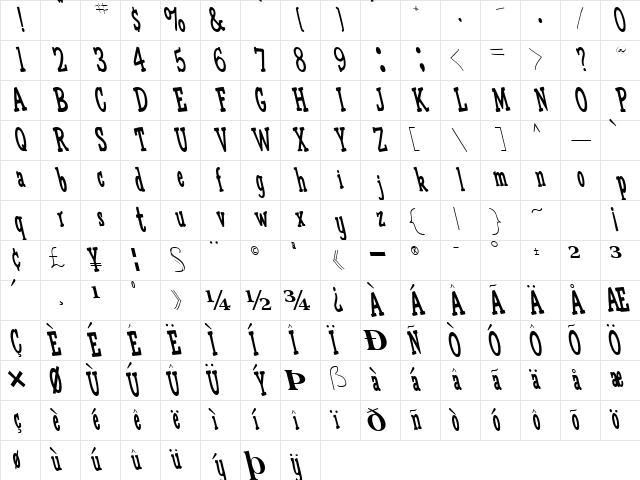 Ulti Regular Character Map