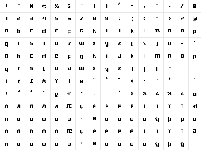 Ultramarines Condensed Condensed Character Map