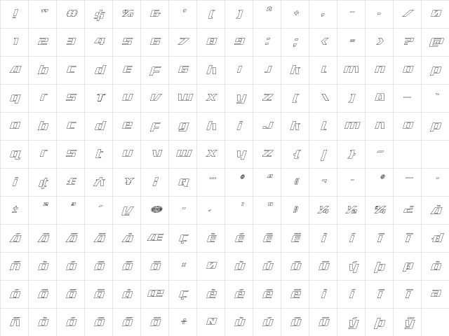 Ultramarines Outline Italic Outline Italic Character Map