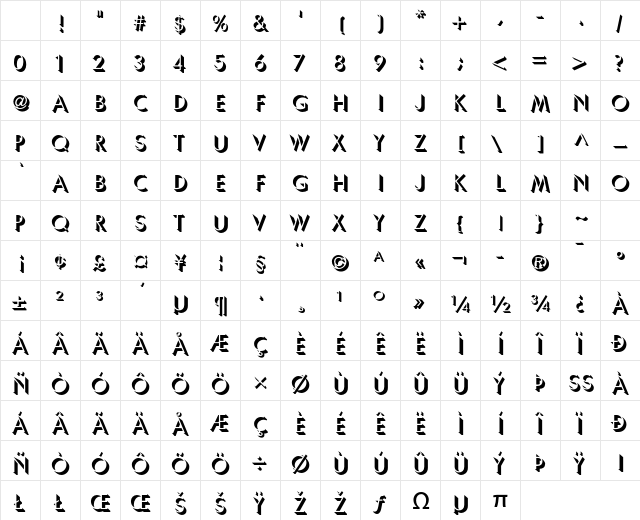 Umbra Std Medium Character Map