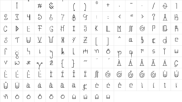 Unai Lines Regular Character Map