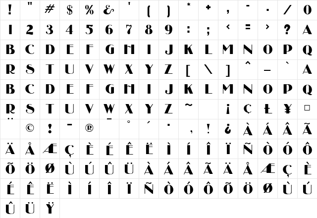 Uncle Bob MF Regular Character Map