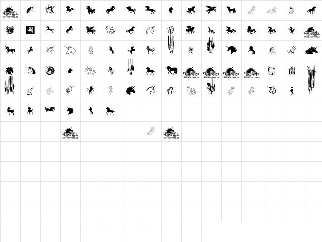 Unicorn Regular Character Map