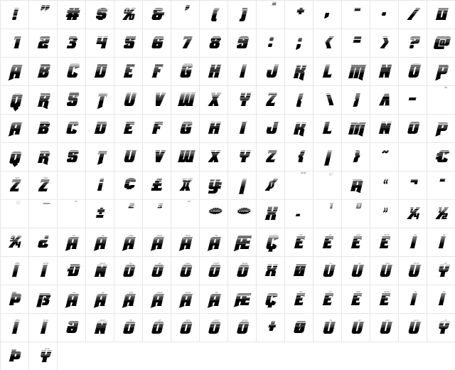 Union Gray Halftone Italic Italic Character Map