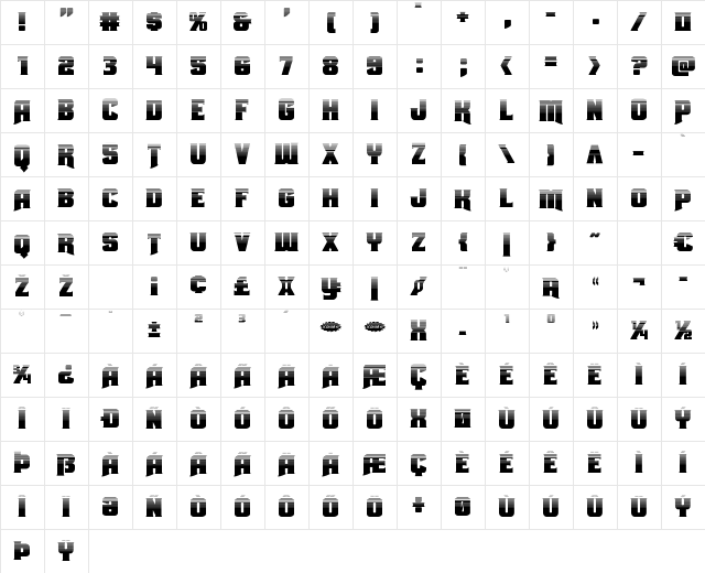 Union Gray Halftone Regular Character Map Union Gray Halftone Regular Character Map