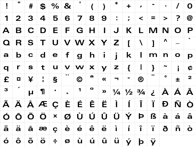 Univers 63 Bold Extended Character Map Univers 63 Bold Extended Character Map