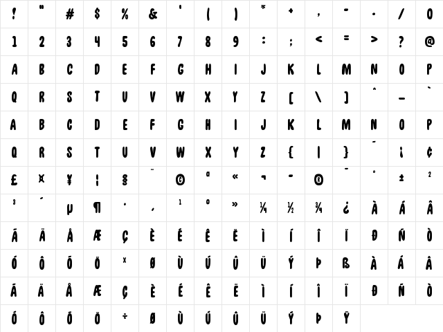 UnpackW00-Regular Regular Character Map UnpackW00-Regular Regular Character Map