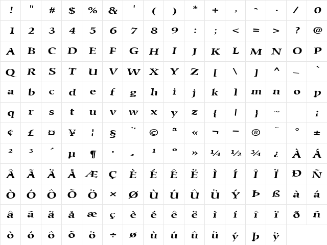 UnSnarl60 Regular Character Map