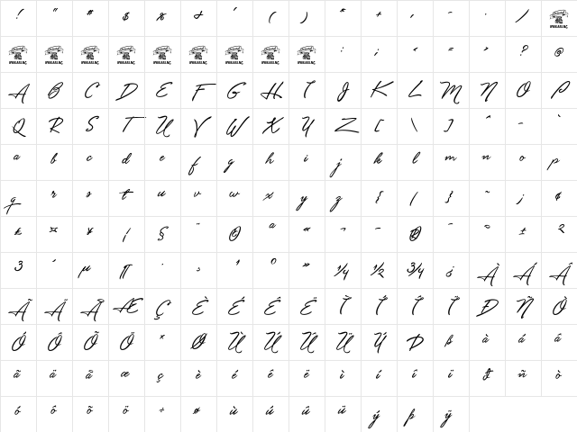 Unthrift First Personal Regular Character Map Unthrift First Personal Regular Character Map
