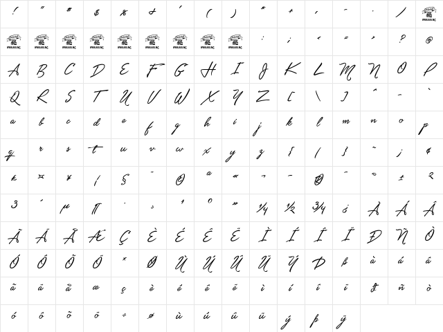 Unthrift Second Personal Regular Character Map