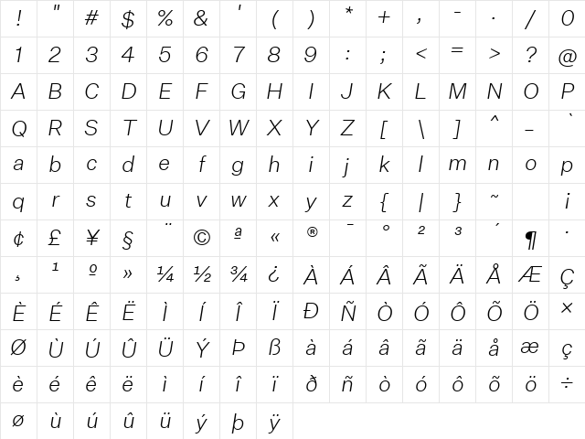 Copyright Klim Type Foundry Not Licensed for Desktop Use Character Map