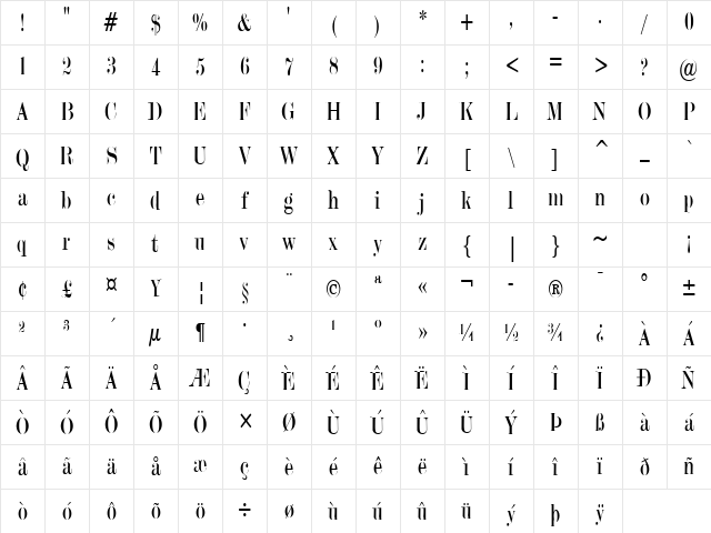 Update-Condensed Normal Character Map Update-Condensed Normal Character Map