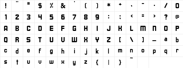 Upsilon Medium Character Map