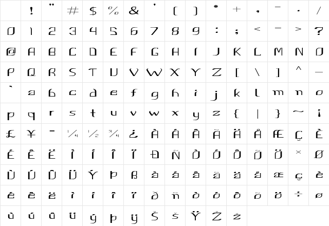 Ursal Extra-expanded Regular Character Map Ursal Extra-expanded Regular Character Map
