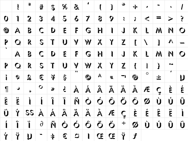 Usambara Regular Character Map Usambara Regular Character Map