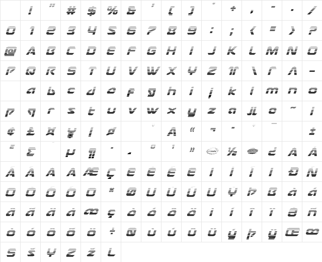 USAngel Gradient Italic Character Map USAngel Gradient Italic Character Map