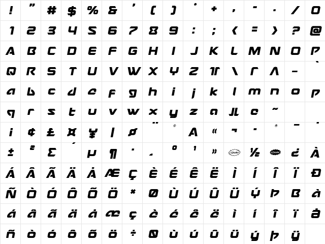 USAngel Semi-Italic Semi-Italic Character Map USAngel Semi-Italic Semi-Italic Character Map