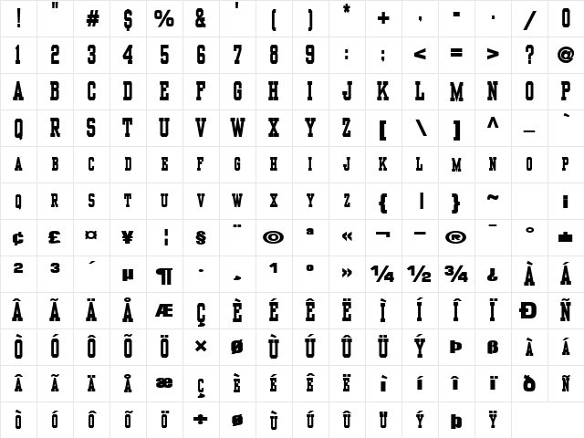 UseFulSpectator123 Bold Character Map