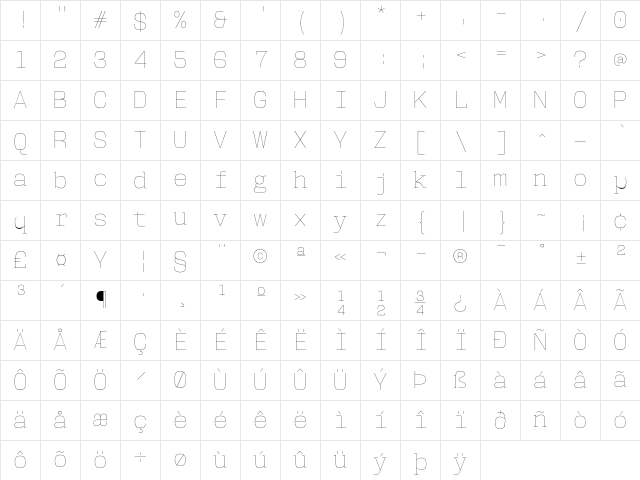 User Hairline Character Map