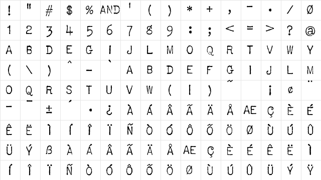 USIS 1949 Regular Character Map