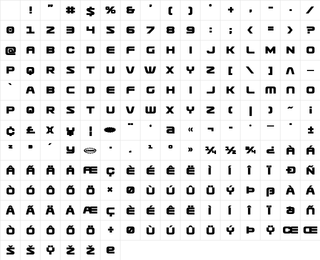 Usuzi Bold Bold Character Map