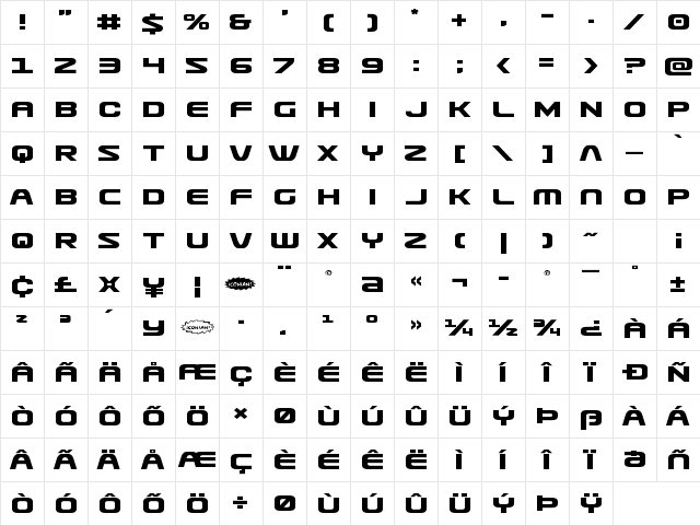 Usuzi Expanded Expanded Character Map