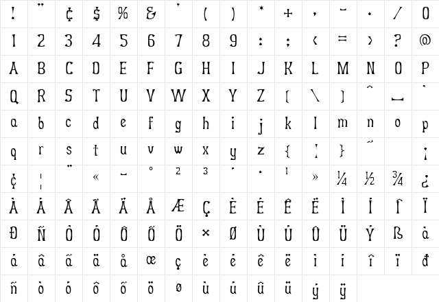 UUeirdie Regular Character Map