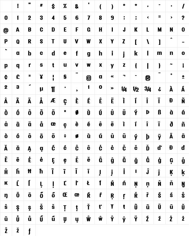 Vacer Sans Personal Black Character Map Vacer Sans Personal Black Character Map