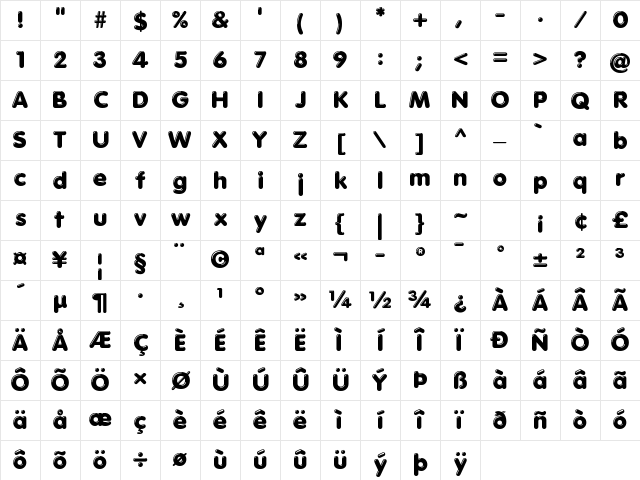 VAG Rounded Next Shine Regular Character Map