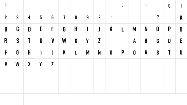 VanFonting Medium Character Map VanFonting Medium Character Map