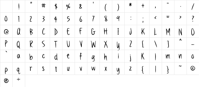 Vanilla Twilight Regular Character Map Vanilla Twilight Regular Character Map
