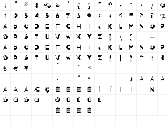 Nightcap Capital Regular Character Map