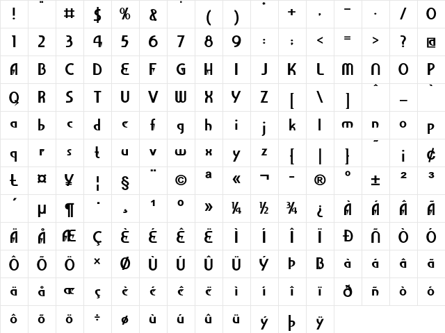 Veckio Bold Character Map Veckio Bold Character Map