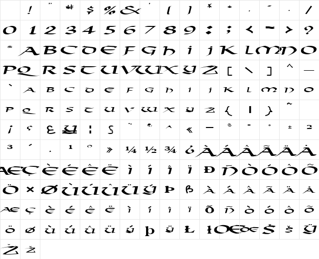 VectorType124 Regular Character Map VectorType124 Regular Character Map