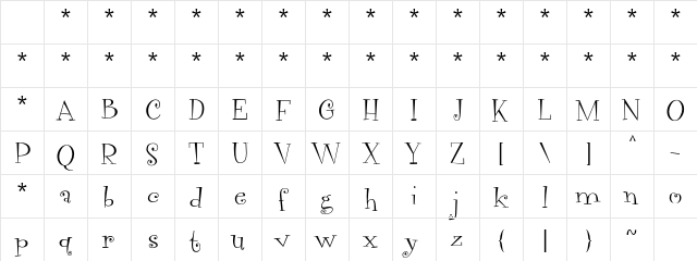 Vegacute DEMO Regular Character Map