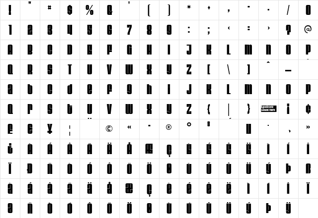 Velvenda Megablack Regular Character Map
