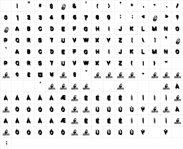 VENGANZA Regular Character Map VENGANZA Regular Character Map