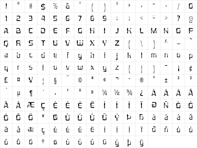 Ventro Condensed Regular Character Map Ventro Condensed Regular Character Map