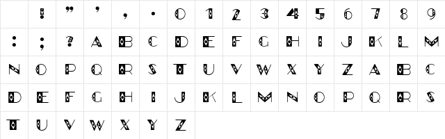 Venus Regular Character Map Venus Regular Character Map