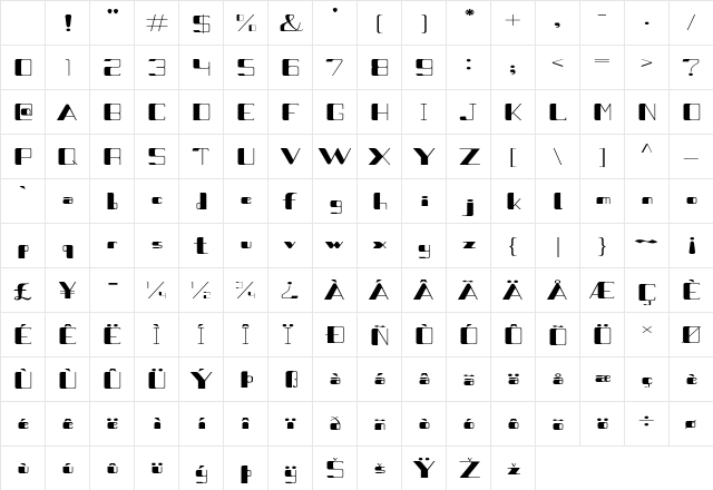 Veridon Expanded Regular Character Map Veridon Expanded Regular Character Map